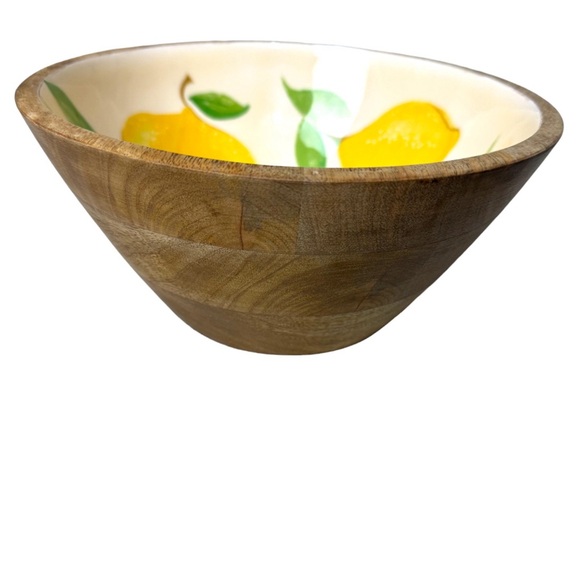 Two’s Company Lemon Enamel & Mango Wood Bowl - Picture 2 of 10